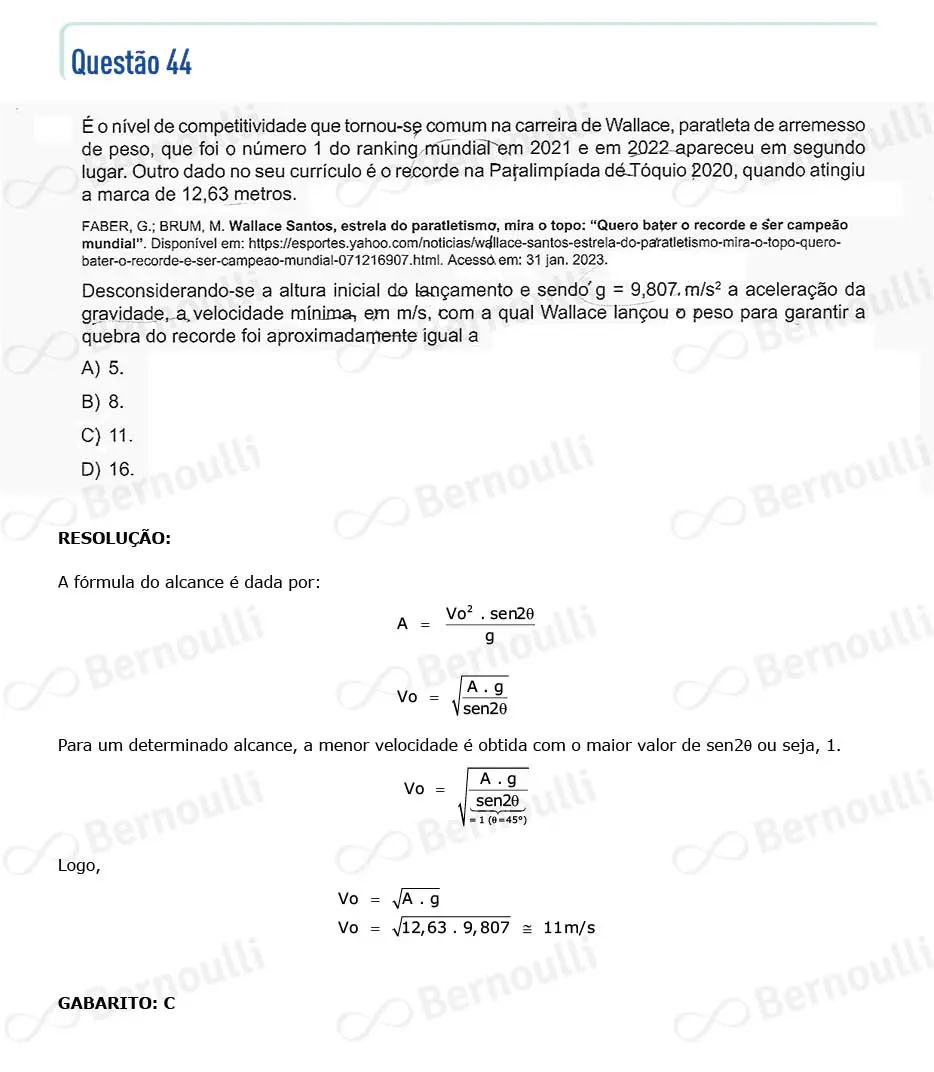 Questu00e3o 44 - Questu00f5es - 2023 - 2u00ba Semestre - CMMG