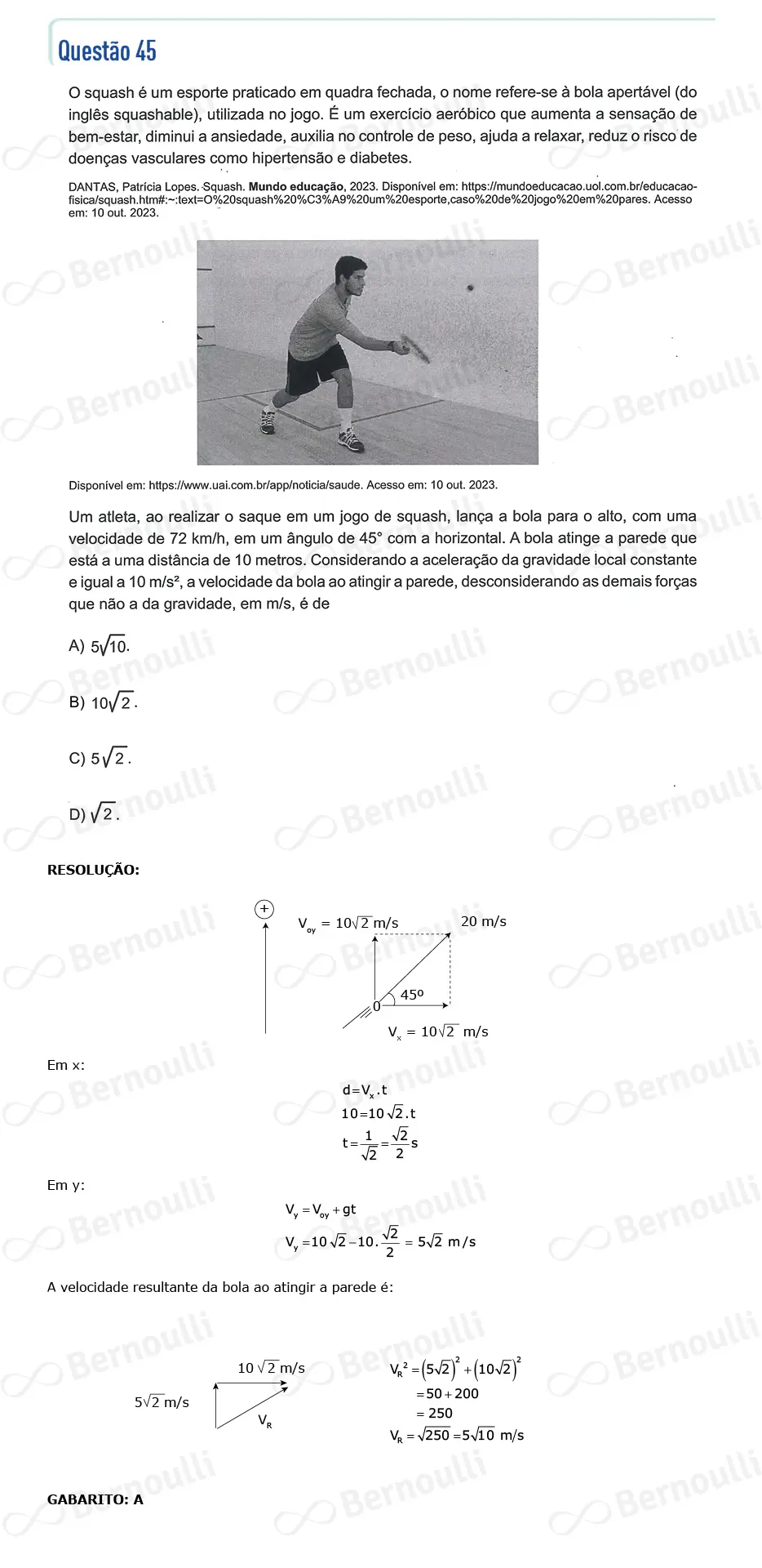 Questu00e3o 45 - Questu00f5es - 2024 - 1u00ba Semestre - CMMG