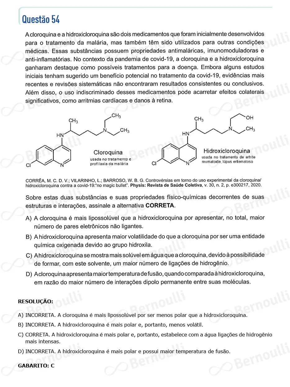 Questu00e3o 54 - Questu00f5es - 2024 - 1u00ba Semestre - CMMG