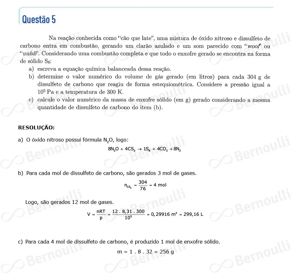 Questu00e3o 5 - Quimica e Matematica - 2022 - 2u00ba Fase - ITA